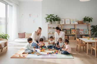 Léa réfléchissant à un mode de garde adapté pour son bébé