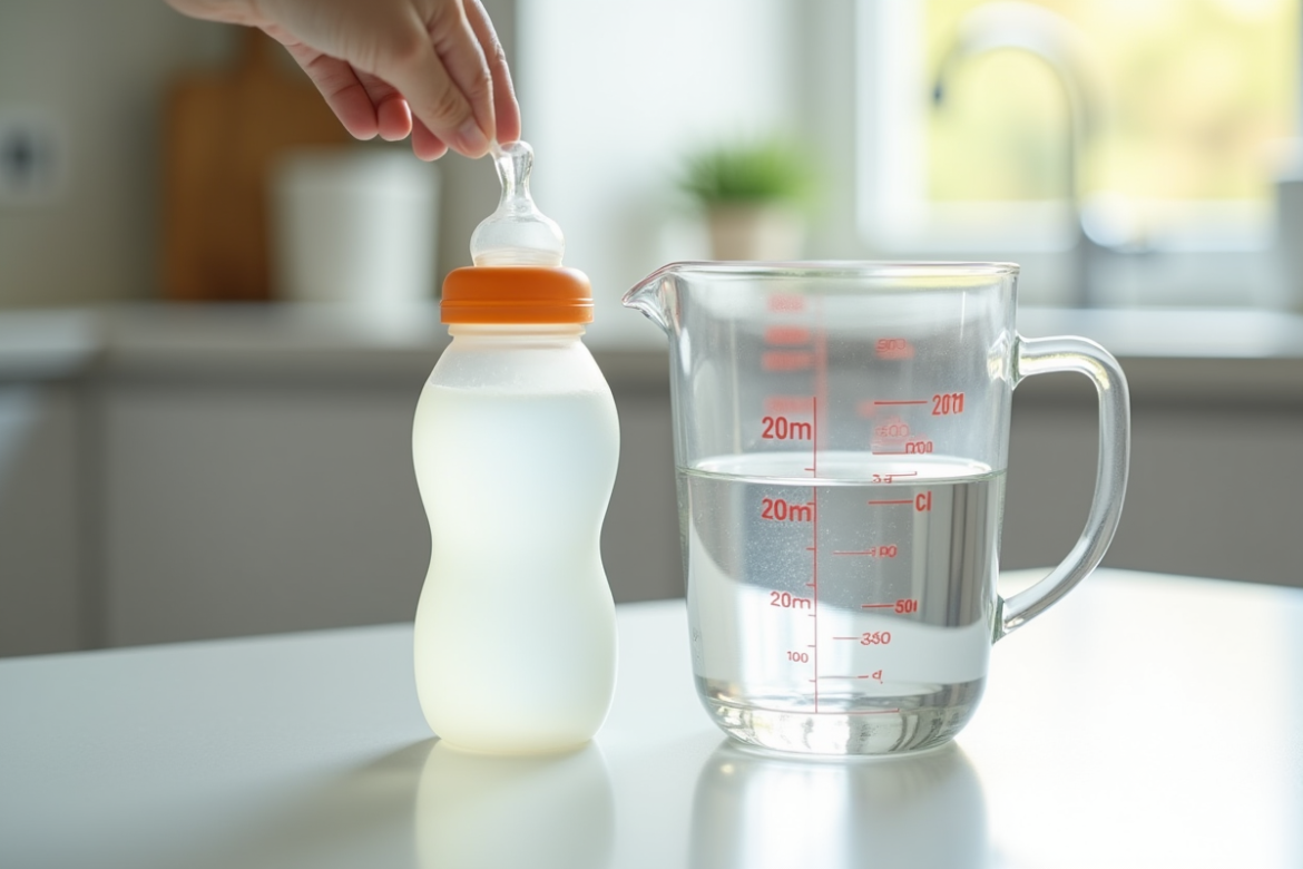 Biberon rempli d'eau avec pichet de 200 ml lumineux