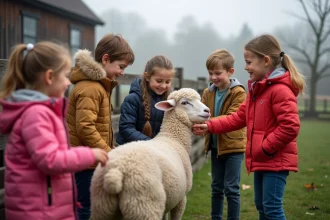 Visiteurs découvrant des activités éducatives à la ferme pédagogique
