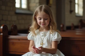 Croix de baptême en or symbolisant foi et héritage familial
