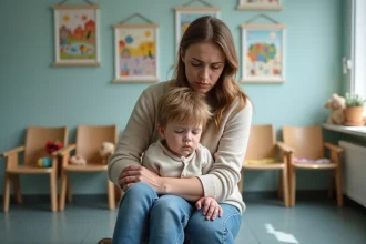 Enfant montrant des signes de fatigue et de maladresse