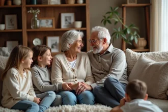 Célébration des 35 ans de mariage en famille autour d'une table festive