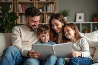 Famille recomposée partageant un moment de sérénité et d'harmonie