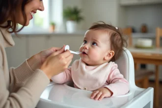 Repas équilibré pour bébé de quatre mois avec aliments adaptés