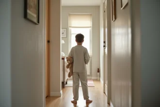 Parents dans une situation délicate la nuit avec des enfants endormis