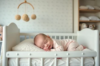Bébé endormi paisiblement dans son lit pendant la nuit