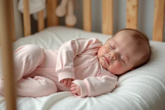 Bébé dormant paisiblement dans une gigoteuse sécurisée