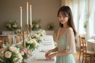 Robe midi en dentelle rose poudré pour un baptême élégant