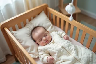 Bébé emmailloté dans une gigoteuse pour dormir au chaud