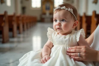 Robe de baptême élégante en tissu doux et pur