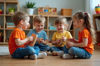Enfants jouant avec des objets du quotidien pour créer de la musique