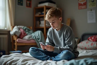 Enfant absorbé par un écran, illustrant l'addiction numérique