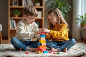 Jeux en bois colorés pour le développement des enfants