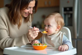 Bébé endormi paisiblement après un dîner équilibré