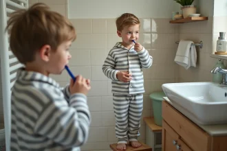 Enfant jouant à des rituels quotidiens pour son bien-être