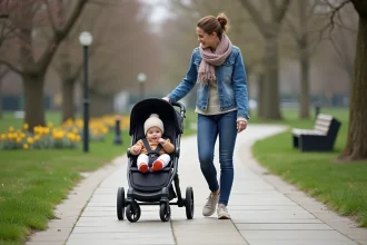 Poussette Maclaren au design ergonomique et pratique pour jeunes parents
