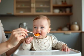 Bébé découvrant les légumes pour sa diversification alimentaire