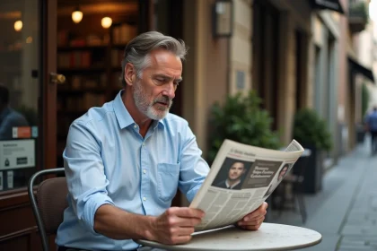 Homme pensif dans un café en ville pour l'article sur privacy